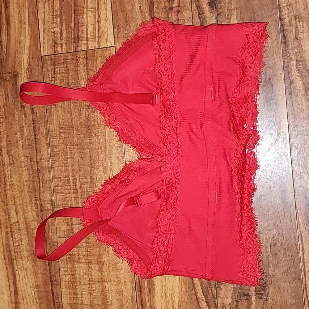 Aerie Vibrant Red Lace Trim Bralette - Picture 3 of 4